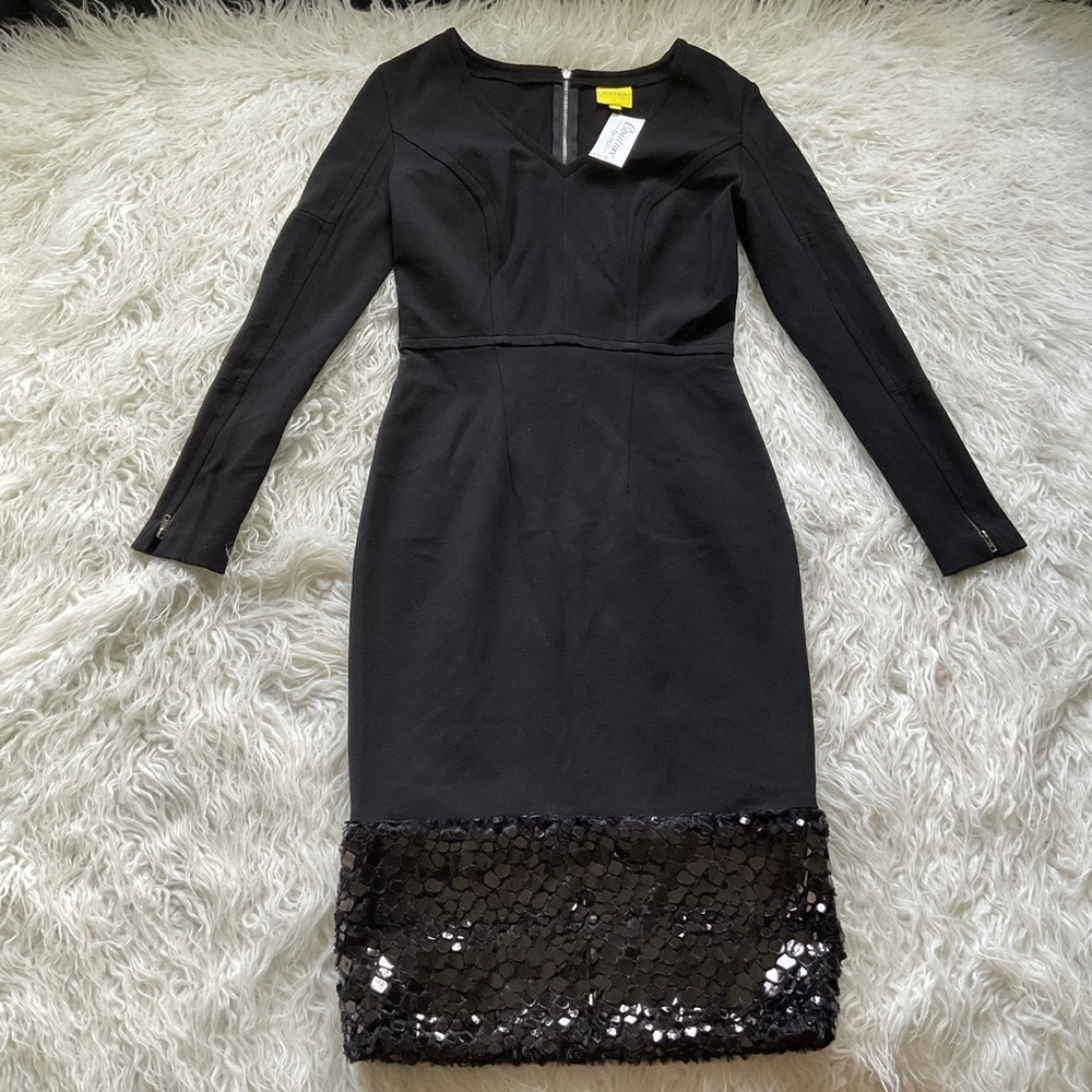 🆕Aysha Black V-Neck Long Sleeve Sheath‎ Dress